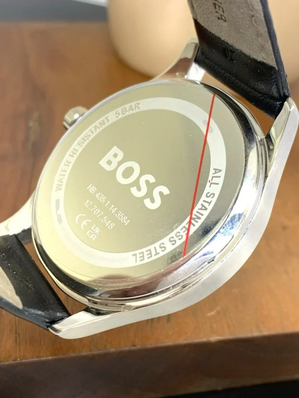 Hugo Boss 1513893 Elite Men's Watch Quartz Silver Dial Black Leather Band 41mm